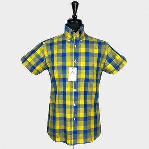 Men's Real Hoxton Royal Citrus Check Short Sleeves Shirt Size Large